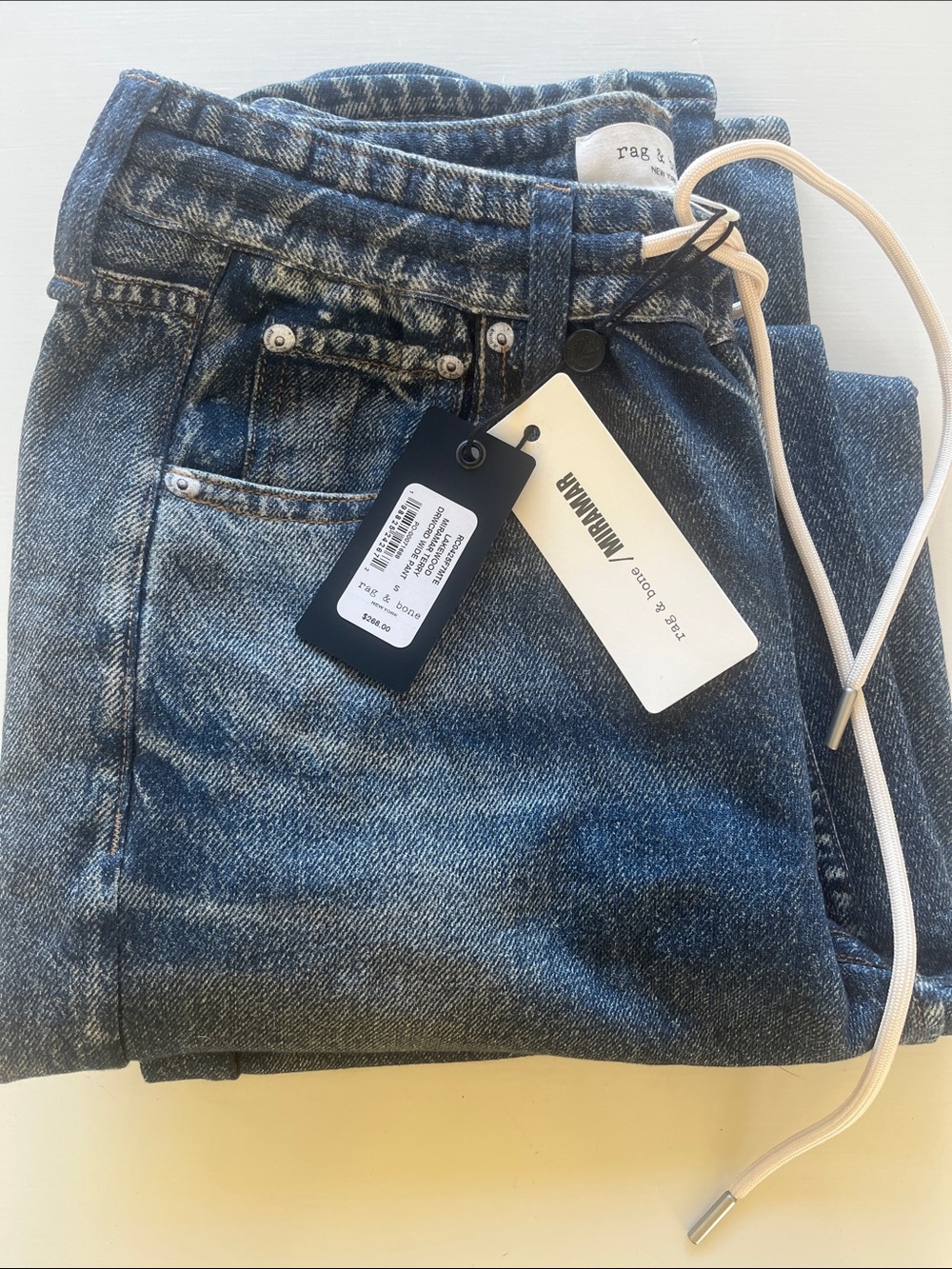 NWT Rag & Bone Miramar Terry Drawcord Wide Pant in Lakewood; Size S - Picture 8 of 10